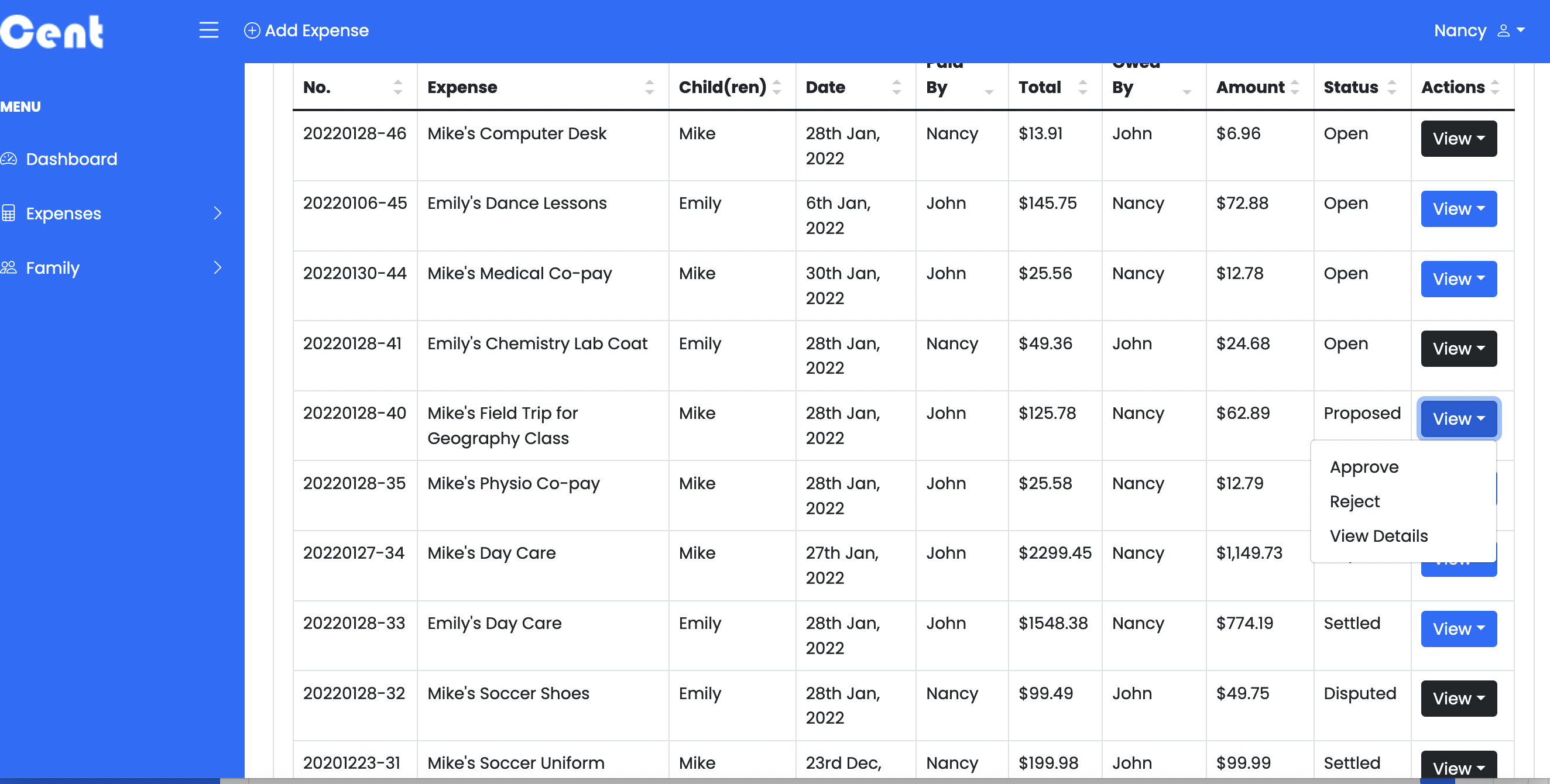 Co Parenting Shared Expenses List