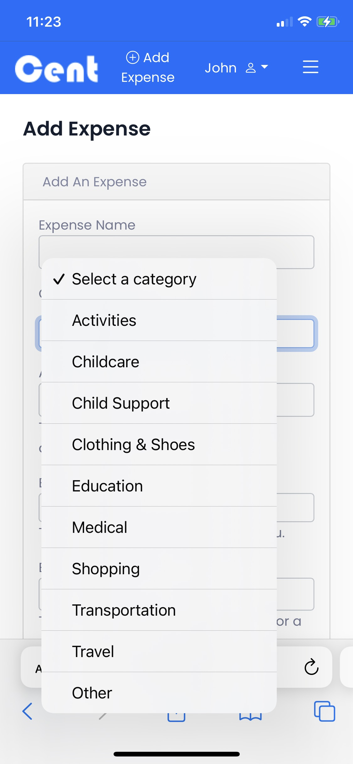 expense sharing categories